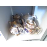 Four teapots; Aynsley "Forget-me-nots", Imari hinged lid, Carlton Ware, etc (4)