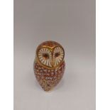 A Royal Crown Derby Imari pattern Barn Owl with gold stopper
