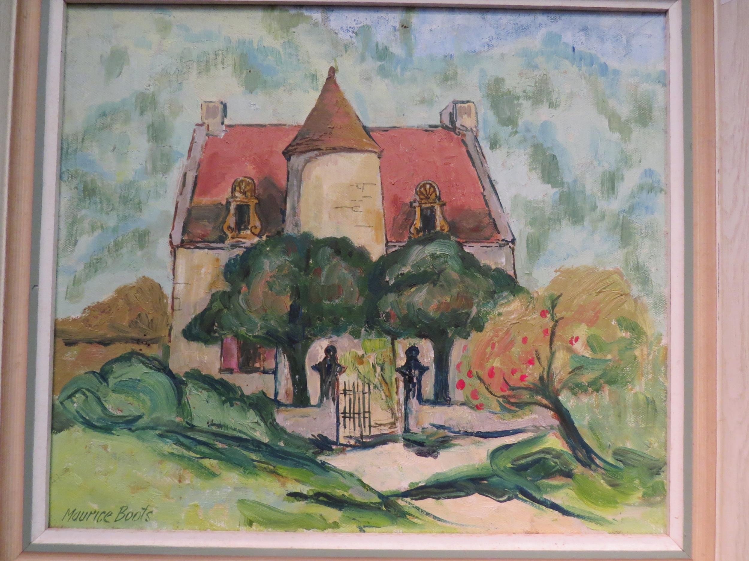 MAURICE BOOTS: An oil on canvas of house with apple tree to foreground, signed lower left, framed,