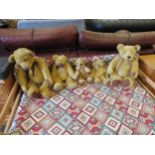 Five modern teddy bears including Bradford, Colby