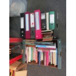 Two boxes of cookbooks including miscellaneous mostly hardback and four large box file of loose