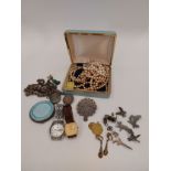 A Longines wristwatch, Seiko wristwatch, faux pearl necklaces, etc