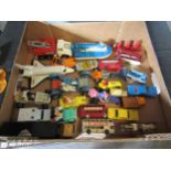 A selection of die-cast vehicles including Dinky, Corgi and Matchbox