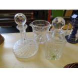 A crystal decanter plus another decanter and glass jug (3)