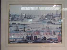 A Lowry print, framed and glazed, 45cm x 60cm