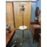 A late Victorian brass standard oil lamp, converted to electric