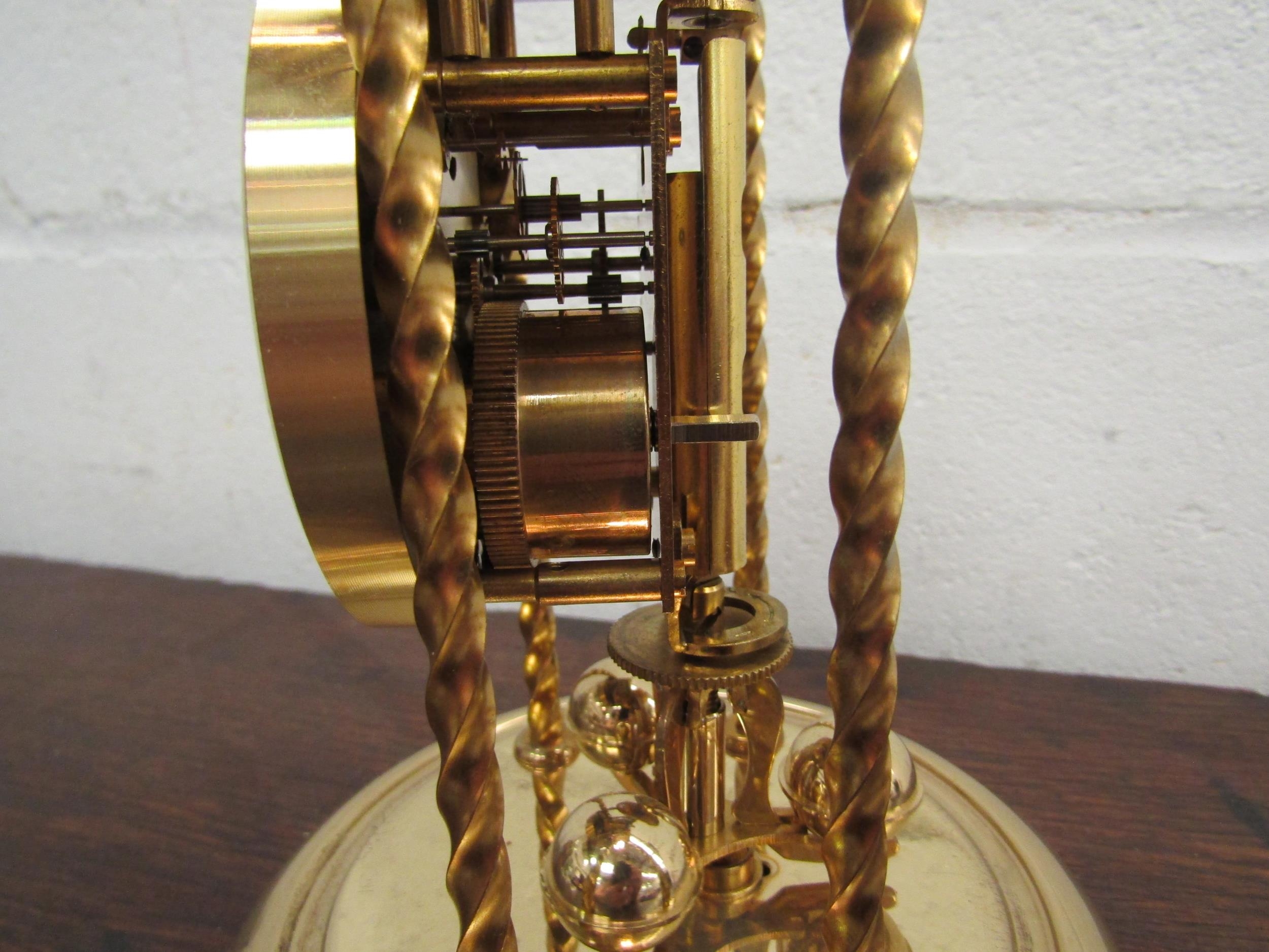 A modern brass and glass table lamp, a Kuma anniversary clock and twin light lamp (3) - Image 3 of 5