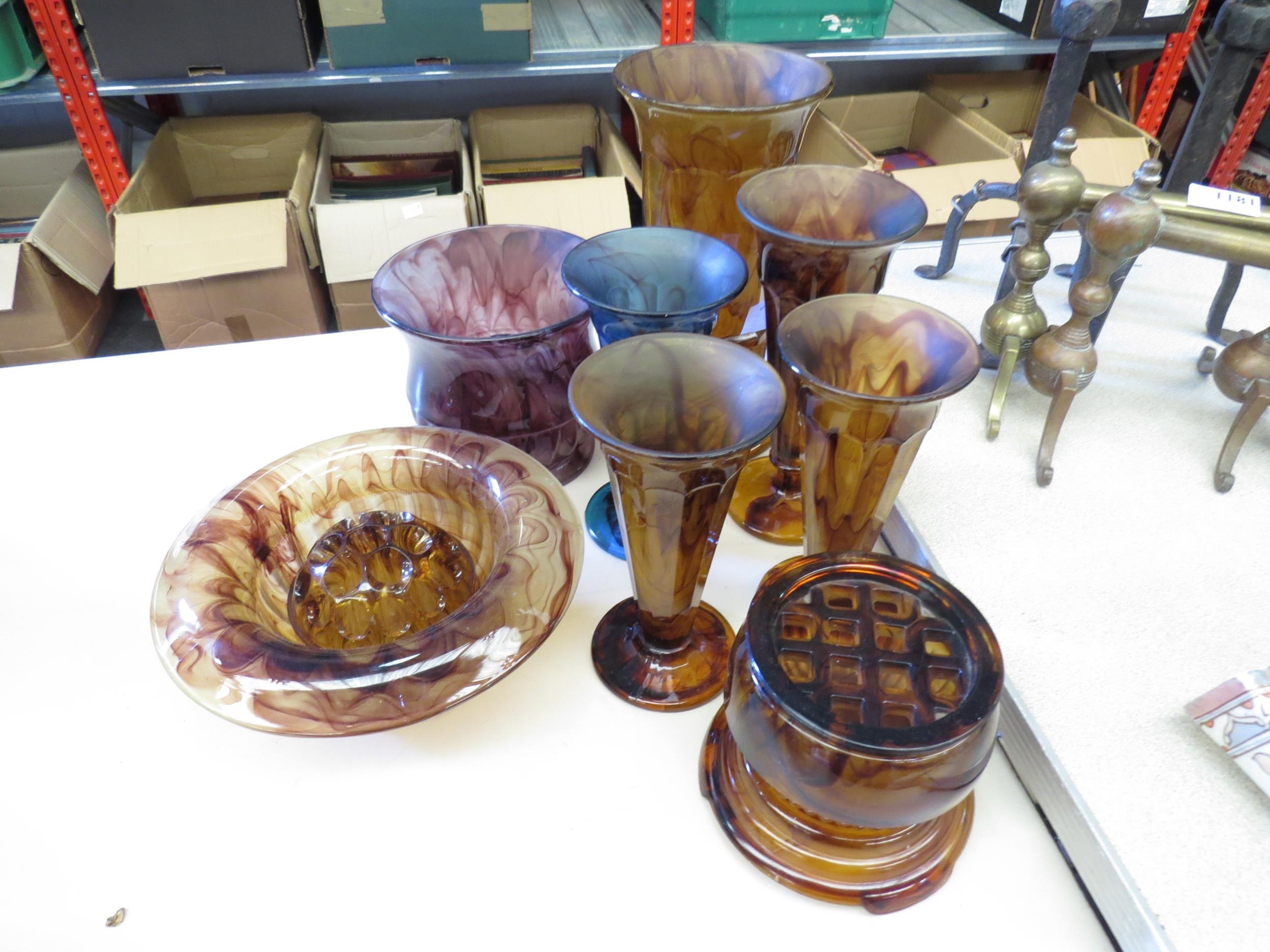 A large collection of Davidson Cloud glass, vases, frog bowls etc (8) - Image 2 of 2