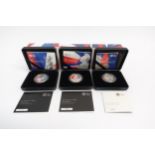 Royal Mint boxed and cased Britannia one ounce silver Proof coins for 2014, 15 and 16 (3)