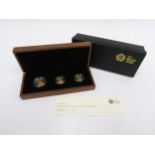 A Royal Mint 2009 Gold Proof Sovereign Three coin set with certificate and box, No. 76/750