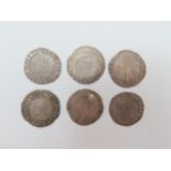 Elizabeth I (1558-1603) - Six various sixpences, third/forth issues. (One with drilled hole)