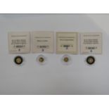 Four gold London Mint coins for Battle of Britain, History of Aviation and 12 Greatest Britons, with