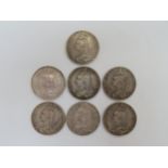 Victoria (1837-1901): Seven 1889/90 Jubilee head crowns, all poor - F grades