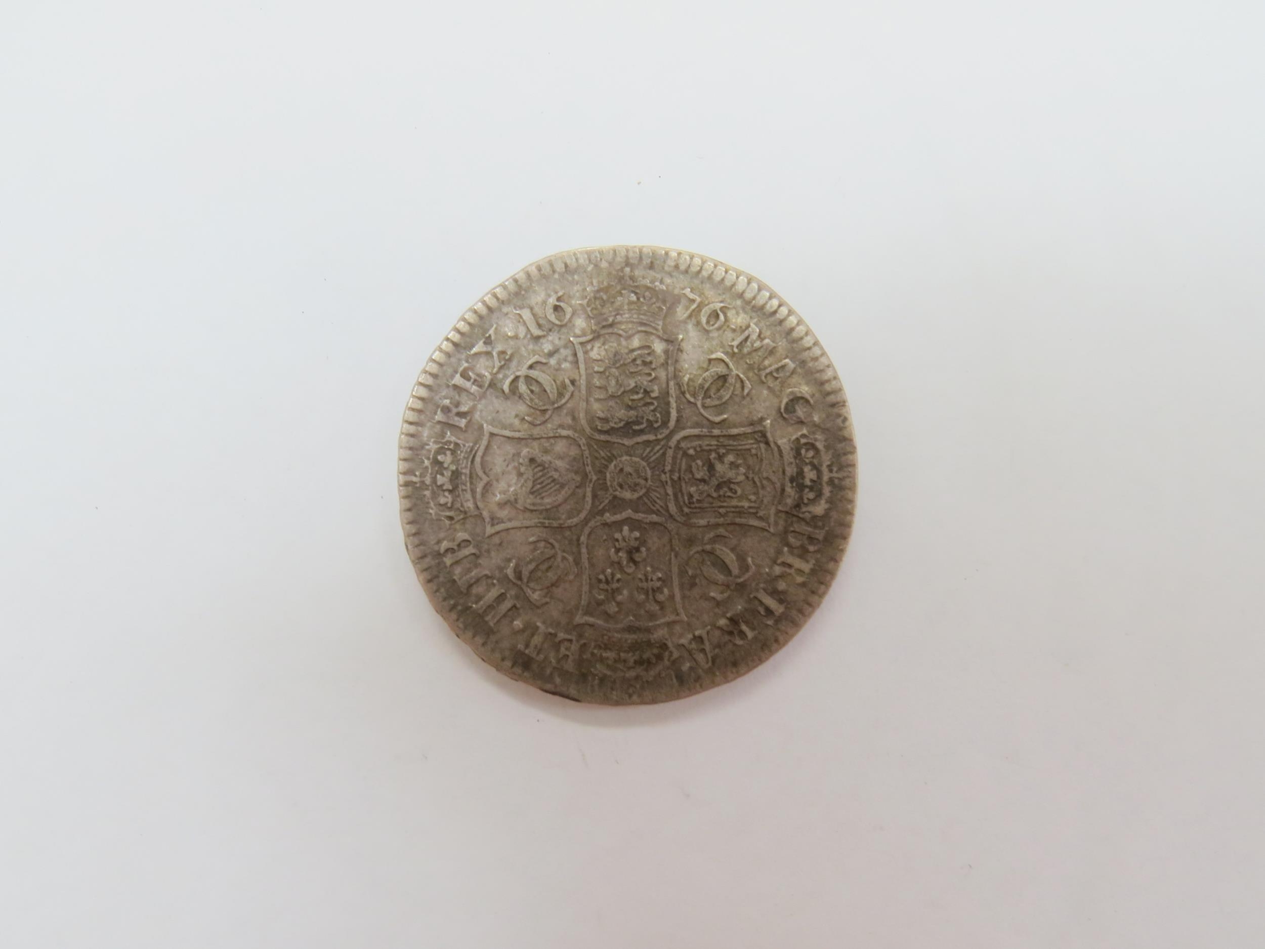 Charles II (1660-1685): A fourth bust halfcrown, 1676, Octavo to edge (Poor - F) - Image 2 of 3