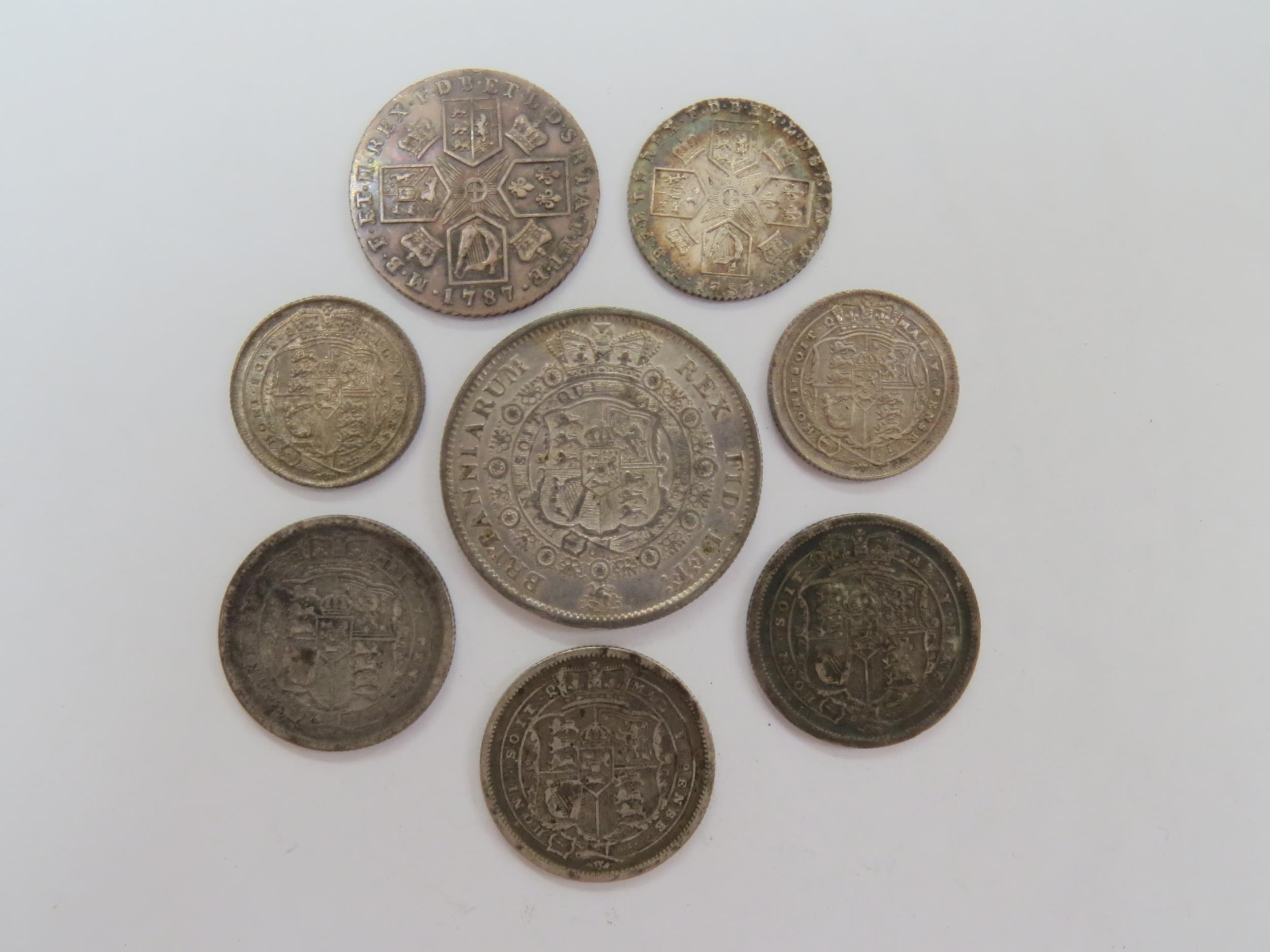 George III (1760-1820): A collection of silver coinage from halfcrown down to sixpence. Laureate and - Image 4 of 5