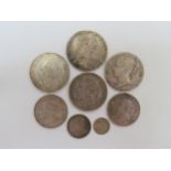 A collection of foreign silver coinage in 1780 Maria Theresiad, 19th Century South African and