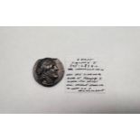 An Egyptian silver coin of Ptolemy I, 305-283BC.