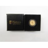 A Hattons of London boxed gold commemorative coin for 2018, qauter sovereign, Gibraltar