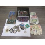 A tin containing mainly British 20th Century pre-decimal coinage from farthings to Halfcrowns,