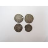 Four hammered silver pennies - short cross (holed) and long cross