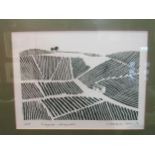 An Artist's Proof print "Vineyards - Languedoc", Christopher Reed '80, framed and glazed, 14cm x