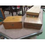 A Victorian walnut writing box together with a parquetry inlaid trinket box (2)