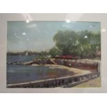 HARMAN PEKEL (Australian b.1956): A framed and glazed oil on artists board, quay side restaurant