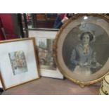 A 19th Century gilt framed oval portrait print together with Sydney engravings and other (5)