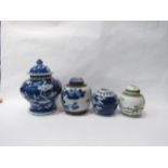 Four Chinese ginger jars, including blue and white examples, some a/f