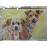SUSIE MATSON: A pastel entitled "Kev's Dogs" framed and glazed, 29cm x 40cm