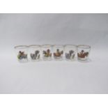 Six Thelwell design shot glasses