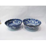 Two Oriental blue and white bowls, 24cm in diameter