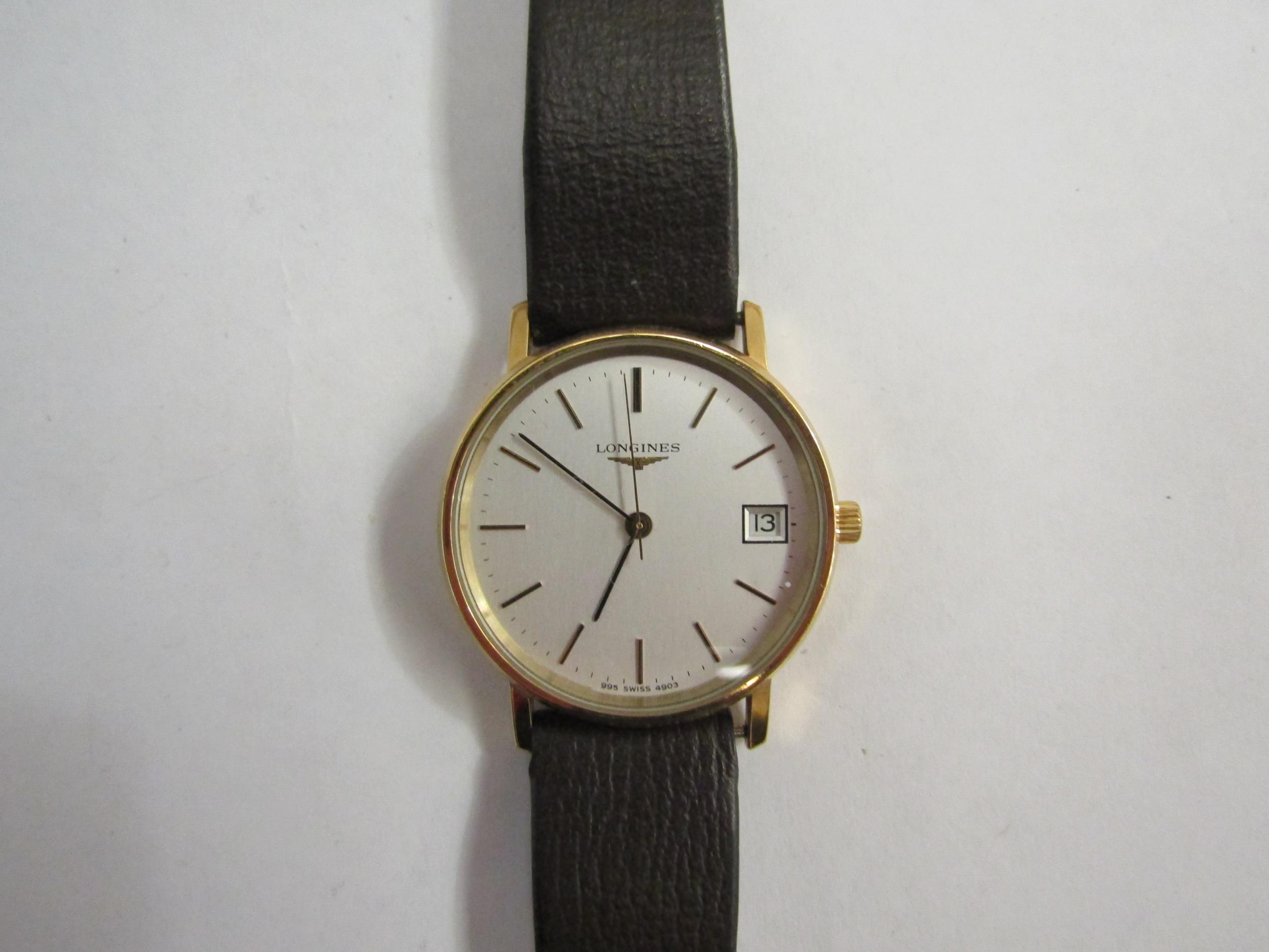 A Longines gent's quartz wristwatch marked 995 Swiss 4903 to face and a stopwatch marked A.M 6B/ - Bild 2 aus 3