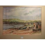 K.C. LYNCH: "Kimmeridge, Devon". Watercolour. Framed and glazed. 42cm x 58cm