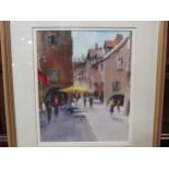 ANDREW KING ROI (b.1956): A framed and glazed watercolour, "Sunlit Street, Annetu, France", signed