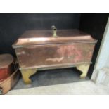 A heavy copper and brass coalbox 53cm x 32cm x 41cm