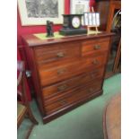 Circa 1900 a Maple & Co walnut chest of two short over three graduating long drawers with reeded