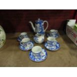 A Japanese porcelain blue and white tea set