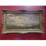 C.S. JONES: Oil on canvas of a Broadland scene, possibly Breydon Water, details verso, framed,