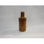 A maple wood encased treen bottle case with clear glass insert, 22cm high