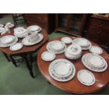 Royal Doulton "Burgundy" Dinner wares including plates, bowls, tureen, sauce boat (chip to dish)