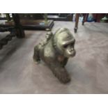 A bronzed effect gorilla with baby on back, 16cm high