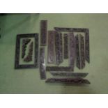 A collection of Chinese hardwood carvings and frames