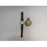 A Longines gent's quartz wristwatch marked 995 Swiss 4903 to face and a stopwatch marked A.M 6B/