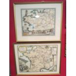 Two coloured maps of France depicting the wine growing region, framed and glazed