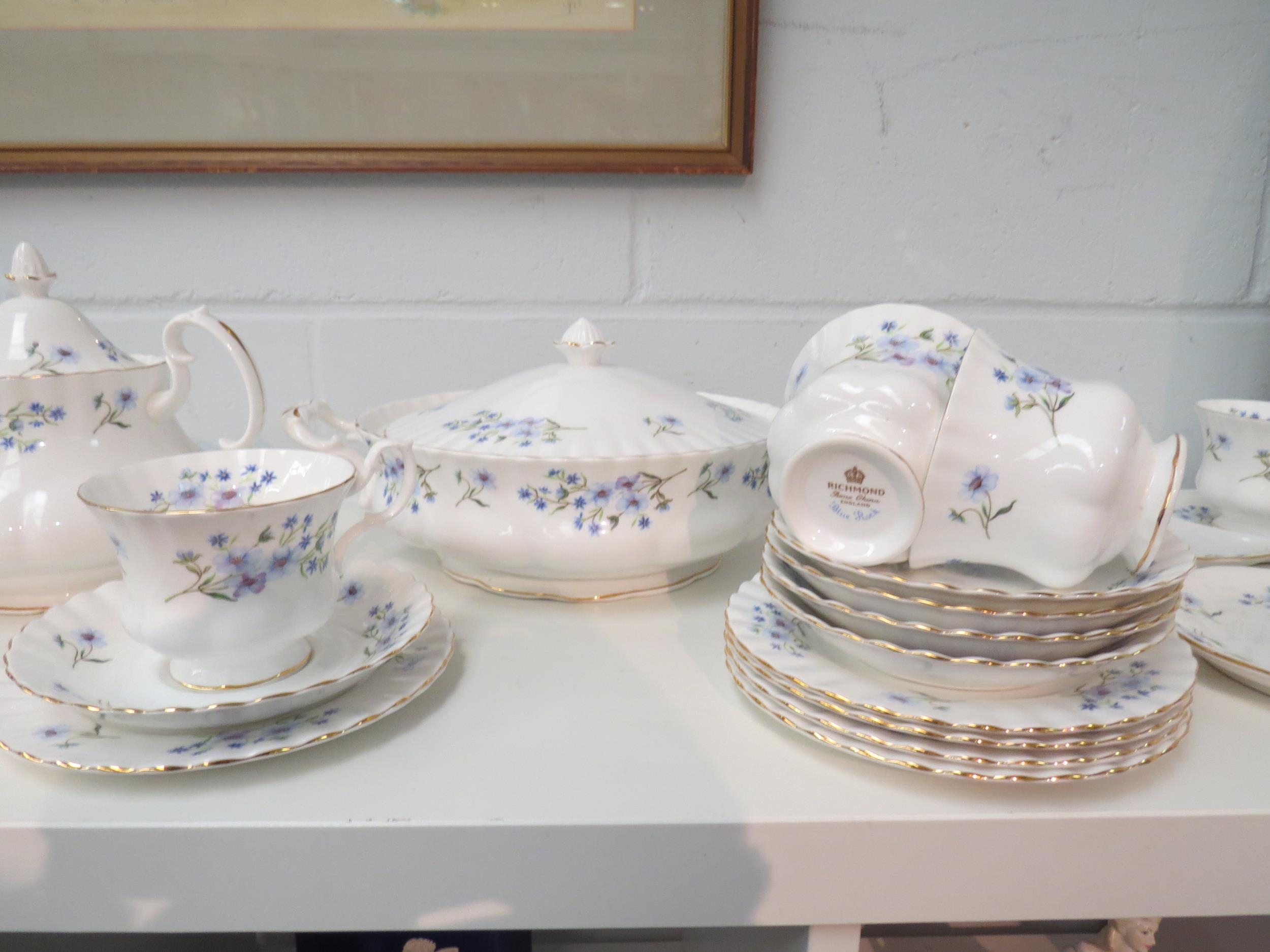 A quantity of Richmond 'Blue Rock' tea and dinner wares, gravy boat handle damaged