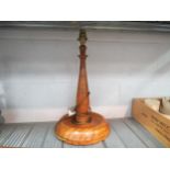 A tiger oak turned wood table lamp base