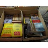 Two boxes of modern 1st editions etc, crime/ mystery novels including Simon Brett, Raymond Flynn,