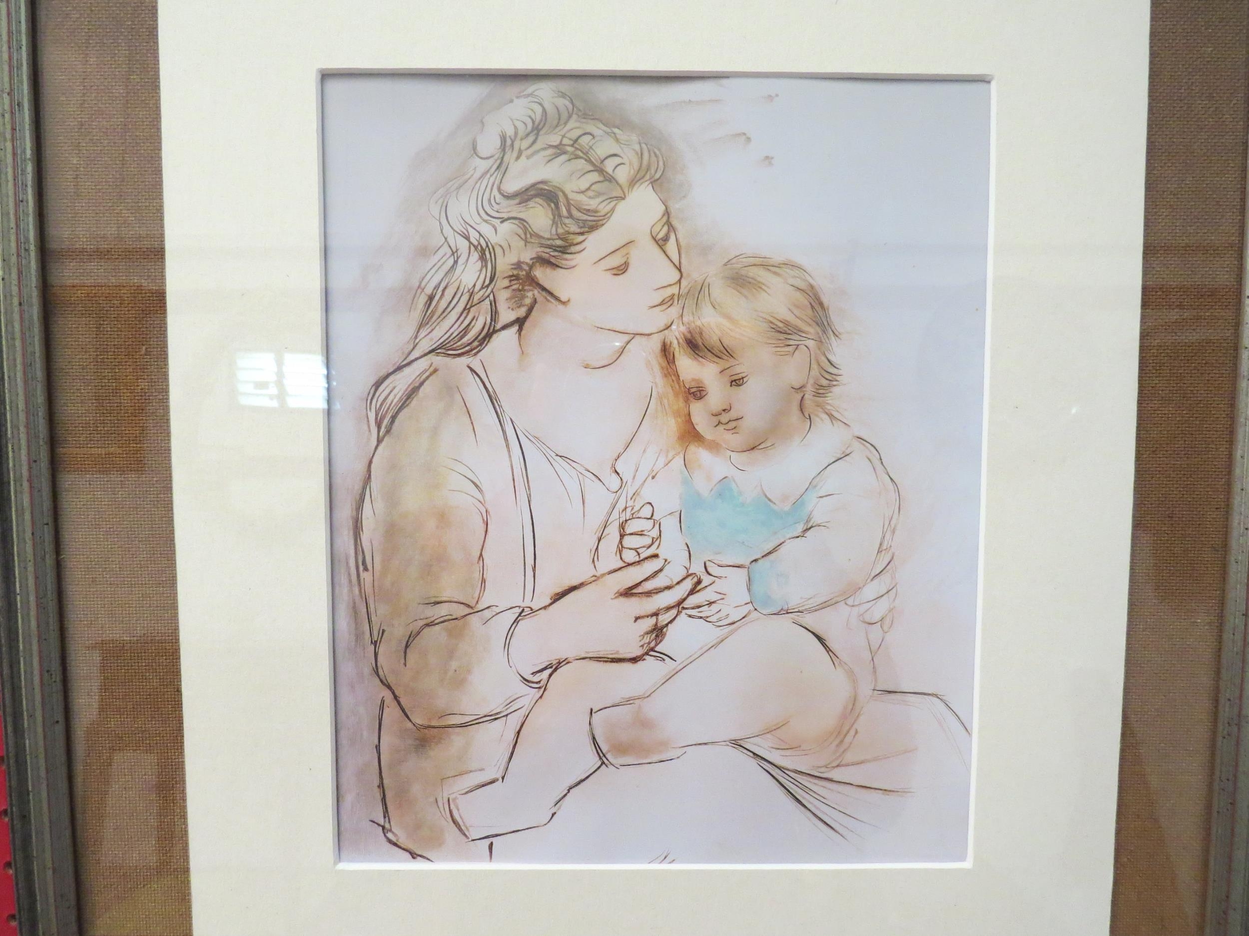 After Pablo Picasso (1922), framed print, Mother and child, 16cm x 21cm