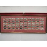 Two framed sets of Players cigarette cards depicting vintage cars
